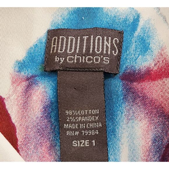 Additions By Chico's Purple Blue White Denim Jacket 1 Medium Lightweight Soft - Picture 4 of 4